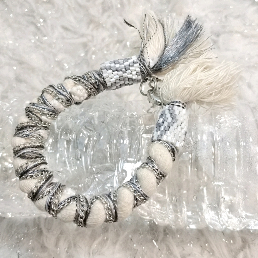 Rope, Bead & Chain Fringe Bracelet